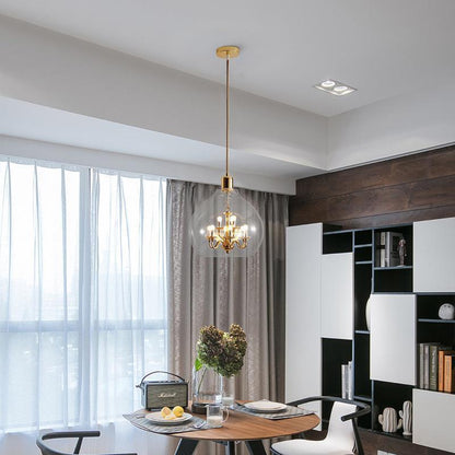 Modern Luxury Dome Iron Glass 9-light Pendant Light for Living Room