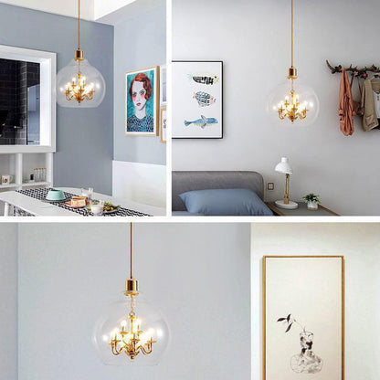 Modern Luxury Dome Iron Glass 9-light Pendant Light for Living Room