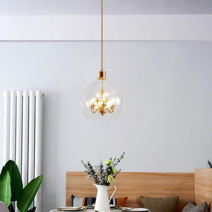 Modern Luxury Dome Iron Glass 9-light Pendant Light for Living Room