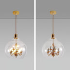 Modern Luxury Dome Iron Glass 9-light Pendant Light for Living Room BulbSquare