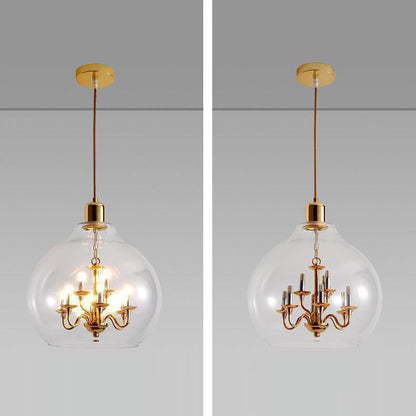 Modern Luxury Dome Iron Glass 9-light Pendant Light for Living Room