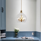 Modern Luxury Dome Iron Glass 9-light Pendant Light for Living Room BulbSquare