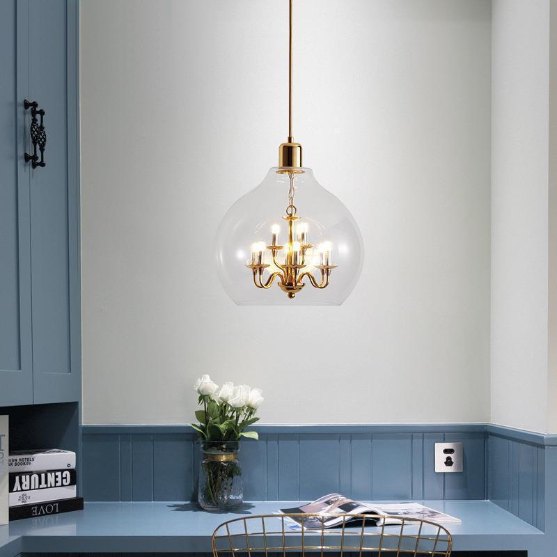 Modern Luxury Dome Iron Glass 9-light Pendant Light for Living Room