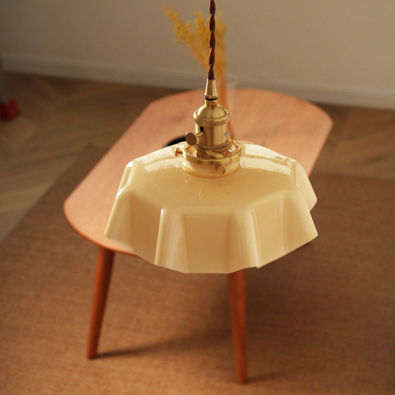 Modern Shabby Chic Petal Glass Brass 1-Light Pendant Light For Bedroom