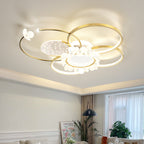 Modern Luxury Circle Iron Crystal Acrylic LED Semi-Flush Mount Ceiling Light For Living Room