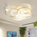 Modern Luxury Circle Iron Crystal Acrylic LED Semi-Flush Mount Ceiling Light For Living Room