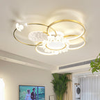 Modern Luxury Circle Iron Crystal Acrylic LED Semi-Flush Mount Ceiling Light For Living Room