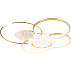 Modern Luxury Circle Iron Crystal Acrylic LED Semi-Flush Mount Ceiling Light For Living Room