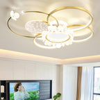 Modern Luxury Circle Iron Crystal Acrylic LED Semi-Flush Mount Ceiling Light For Living Room