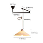 Traditional Japanese Cone Paper Solid Wood 1-light Pendant Light for Living Room