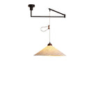 Traditional Japanese Cone Paper Solid Wood 1-light Pendant Light for Living Room