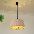 Modern Mid-century Cylinder Fabric Ash Wood Alloy Hemp Rope Acrylic 3-light Pendant Light for Living Room