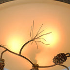 Traditional Farmhouse Pine Cone Cylinder Metal Glass 2/3 Light Flush Mount Ceiling Light for Living Room