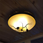 Traditional Farmhouse Pine Cone Cylinder Metal Glass 2/3 Light Flush Mount Ceiling Light for Living Room