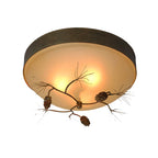 Traditional Farmhouse Pine Cone Cylinder Metal Glass 2/3 Light Flush Mount Ceiling Light for Living Room