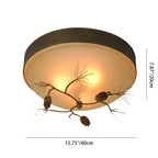Traditional Farmhouse Pine Cone Cylinder Metal Glass 2/3 Light Flush Mount Ceiling Light for Living Room
