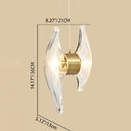 Modern Luxury Oval Stainless Steel Glass 2-Light Pendant Light For Bedroom
