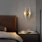 Modern Luxury Oval Stainless Steel Glass 2-Light Pendant Light For Bedroom