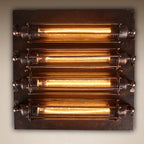 Contemporary Industrial Square Iron Glass 4-light Semi-flush Mount Ceiling Light for Bedroom BulbSquare
