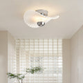 Modern Eclectic Flower Iron Aluminum PVC LED Semi-Flush Mount Ceiling Light For Bedroom