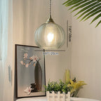 Traditional Rustic Globe Iron Glass 1-Light Pendant Light For Bedroom