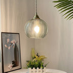 Traditional Rustic Globe Iron Glass 1-Light Pendant Light For Bedroom