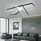 Modern Eclectic Rectangular Frame Aluminum Silicone LED Semi-Flush Mount Ceiling Light For Bedroom