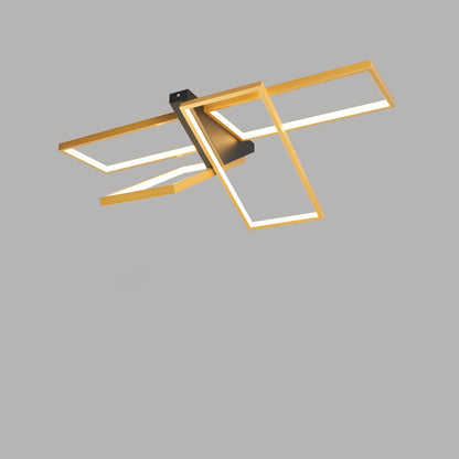 Modern Eclectic Rectangular Frame Aluminum Silicone LED Semi-Flush Mount Ceiling Light For Bedroom