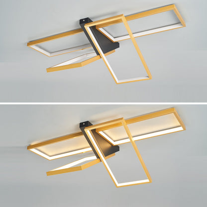 Modern Eclectic Rectangular Frame Aluminum Silicone LED Semi-Flush Mount Ceiling Light For Bedroom