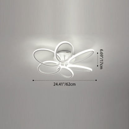Contemporary Scandinavian Multiple Rings Acrylic Aluminum LED Semi-Flush Mount Ceiling Light For Bedroom