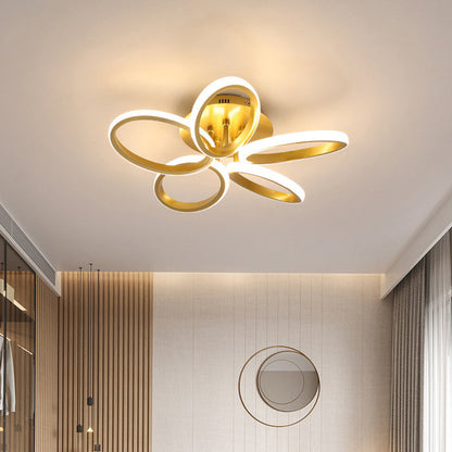 Contemporary Scandinavian Multiple Rings Acrylic Aluminum LED Semi-Flush Mount Ceiling Light For Bedroom