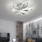 Contemporary Scandinavian Multiple Rings Acrylic Aluminum LED Semi-Flush Mount Ceiling Light For Bedroom