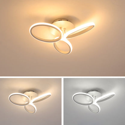Contemporary Scandinavian Multiple Rings Acrylic Aluminum LED Semi-Flush Mount Ceiling Light For Bedroom
