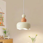 Modern Minimalist Cream-Toned Cake Shape Iron 1-Light Pendant Light For Bedroom