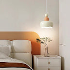 Modern Minimalist Cream-Toned Cake Shape Iron 1-Light Pendant Light For Bedroom