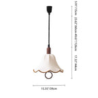 Traditional French Rustic Flower-shaped Solid Wood Fabric 1-Light Pendant Light For Bedroom