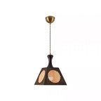 Modern Mid-Century Wabi-Sabi Trapezoid Ash Wood Alloy PC 1-Light Pendant Light For Living Room