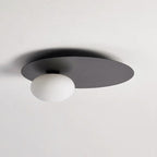 Modern Minimalist Art Deco Round Iron Glass 1-Light Flush Mount Ceiling Light For Bedroom