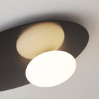 Modern Minimalist Art Deco Round Iron Glass 1-Light Flush Mount Ceiling Light For Bedroom
