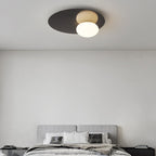 Modern Minimalist Art Deco Round Iron Glass 1-Light Flush Mount Ceiling Light For Bedroom