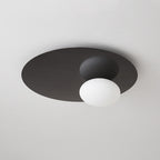 Modern Minimalist Art Deco Round Iron Glass 1-Light Flush Mount Ceiling Light For Bedroom