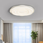 Modern Minimalist Cream-Toned Round Iron Acrylic Aluminum LED Flush Mount Ceiling Light For Bedroom