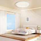 Modern Minimalist Cream-Toned Round Iron Acrylic Aluminum LED Flush Mount Ceiling Light For Bedroom