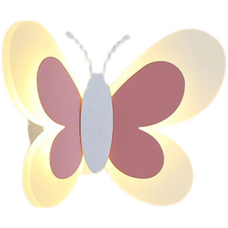 Lumendat Modern Art Deco Cozy Butterfly Iron Acrylic LED Wall Sconce Lamp For Bedroom Or Kids Room Lumendat