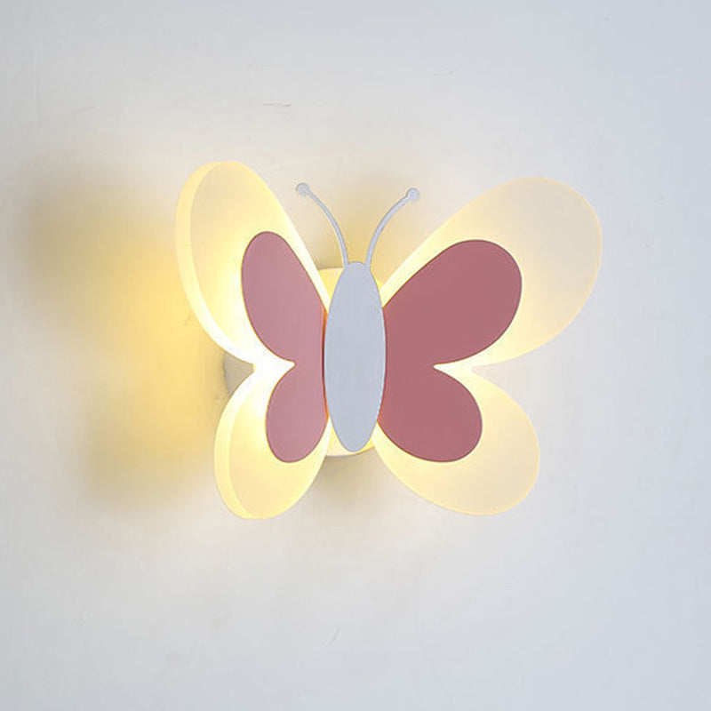 Lumendat Modern Art Deco Cozy Butterfly Iron Acrylic LED Wall Sconce Lamp For Bedroom Or Kids Room Lumendat