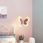 Lumendat Modern Art Deco Cozy Butterfly Iron Acrylic LED Wall Sconce Lamp For Bedroom Or Kids Room Lumendat