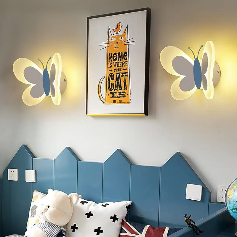 Lumendat Modern Art Deco Cozy Butterfly Iron Acrylic LED Wall Sconce Lamp For Bedroom Or Kids Room Lumendat