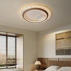 Modern Mid-Century Wabi-Sabi Round Crystal Aluminum Iron LED Flush Mount Ceiling Light For Bedroom