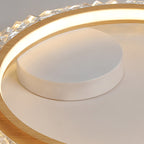 Modern Mid-Century Wabi-Sabi Round Crystal Aluminum Iron LED Flush Mount Ceiling Light For Bedroom