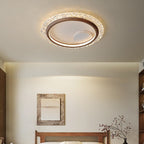 Modern Mid-Century Wabi-Sabi Round Crystal Aluminum Iron LED Flush Mount Ceiling Light For Bedroom